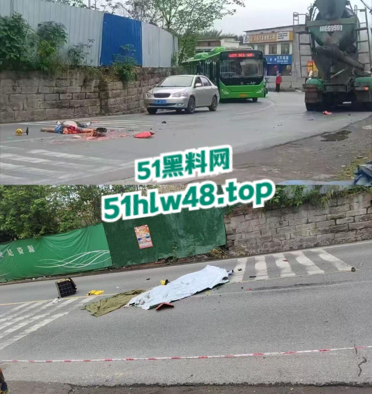 四川泸州男子拐弯超车不看路，未带头盔被重型大车压爆脑袋，当场惨变无头尸。